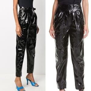 ROTATE BIRGER CHRISTENSEN Women 6 Wilde Trousers Faux Leather Black High Waist